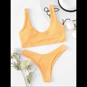 NWT Yellow Scoop Neck Cheeky Bikini